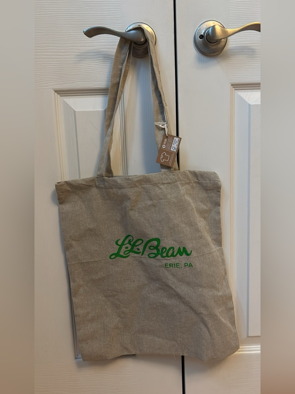 L.L. Bean Natural Canvas Tote with Green Logo